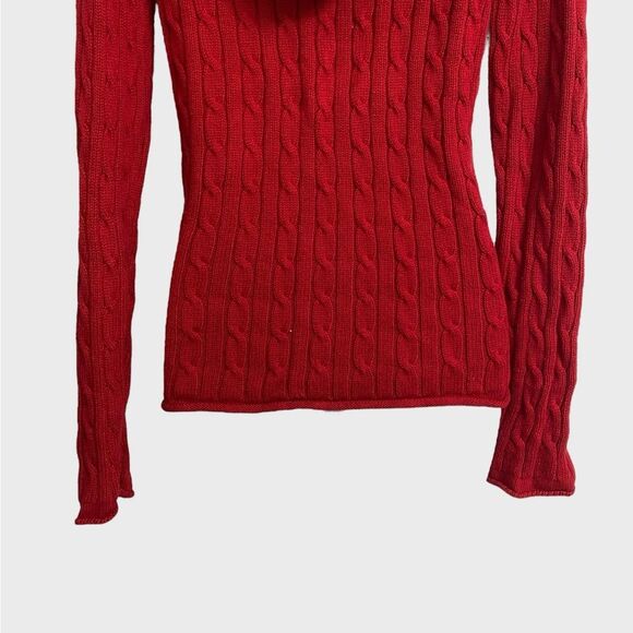 Old Navy Perfect Fit V-Neck Cable Knit Sweater Women's Size M Red Hooded Pockets - Picture 11 of 14